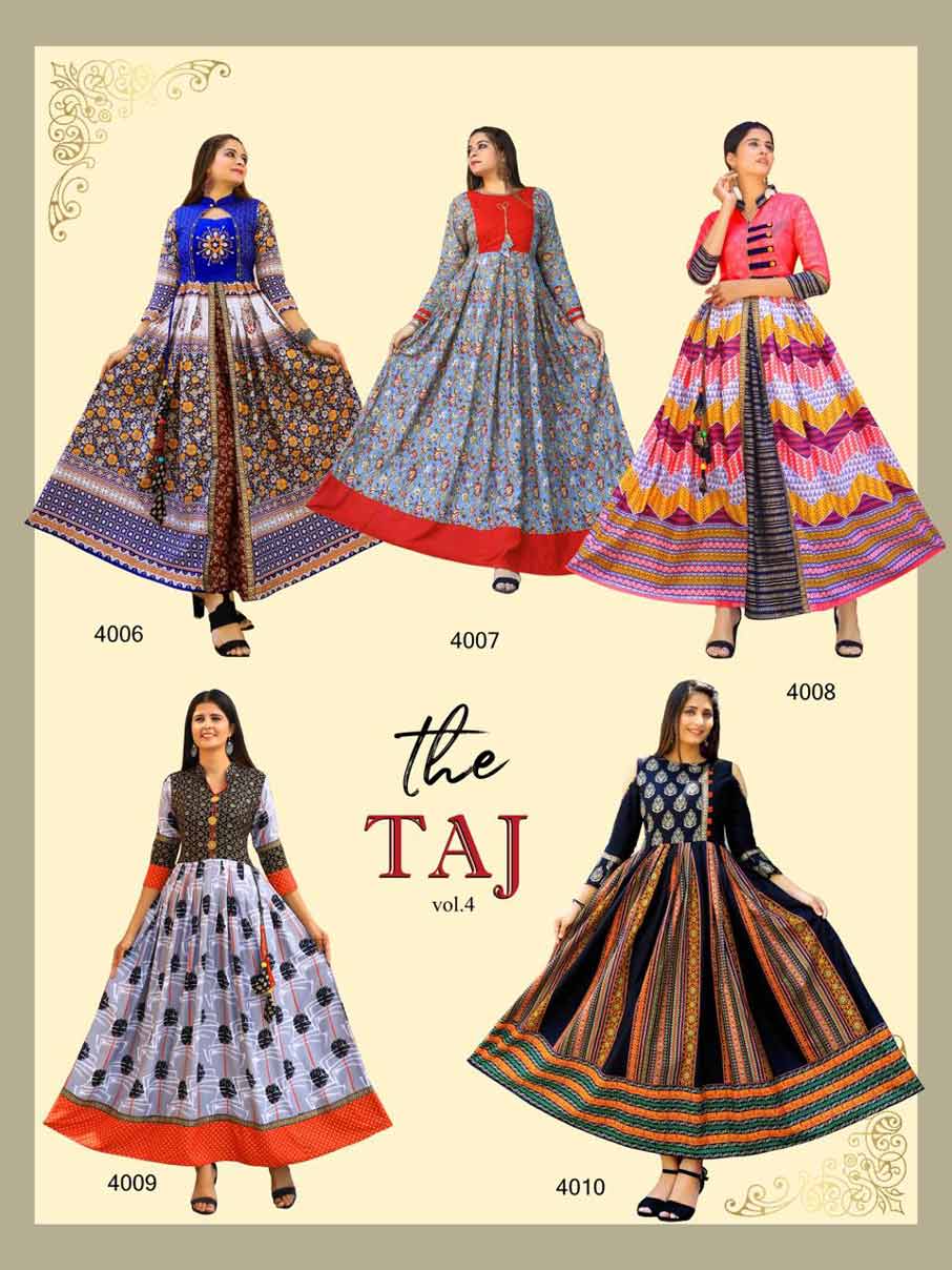 Taj Vol-4 Wholesale Round Printed Kurti Set Taj Vol-4 Wholesale Round Printed Kurti Set